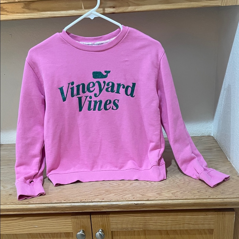 Vineyard Vines Pink Sweatshirt with Green Logo
